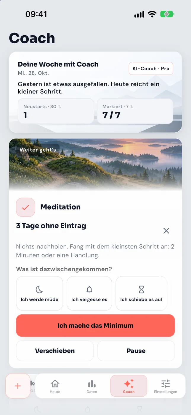 Heute mit der Karte nach einem verpassten Tag