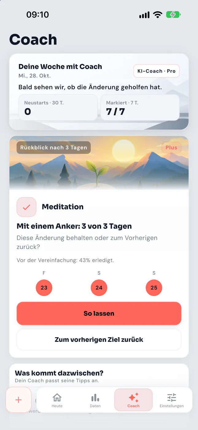 Rückblick nach 3 Tagen: mit Anker, 3 von 3 Tagen