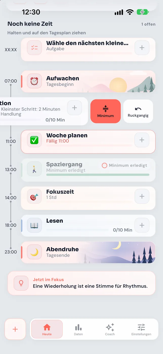 Heute mit der Minimum-Wischgeste