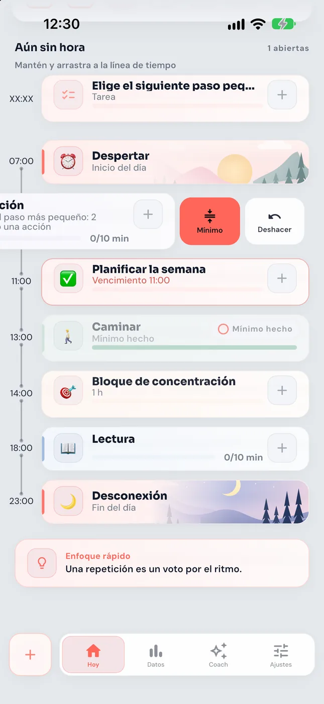 Hoy, con el gesto «Mínimo» abierto