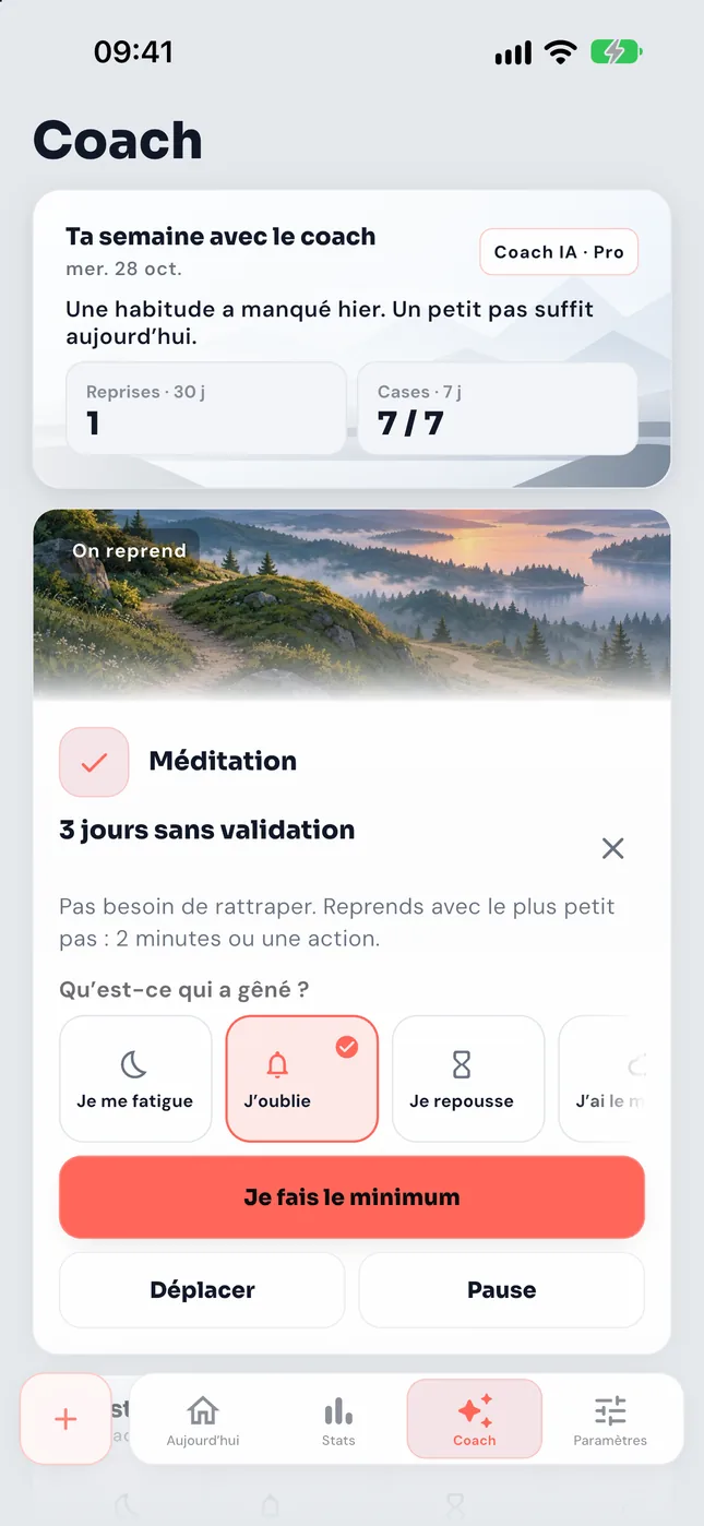 Qu’est-ce qui a gêné ?, avec « J’oublie » choisi